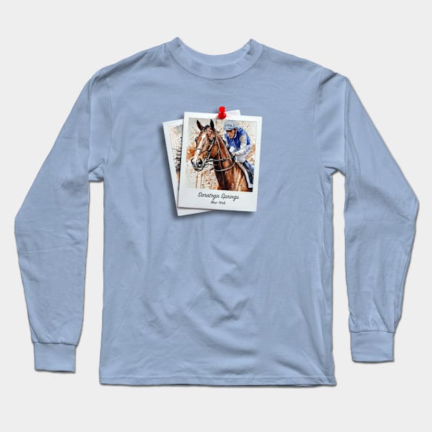 Saratoga Springs Horse Racing Long Sleeve T-Shirt by Cre8tiveSpirit